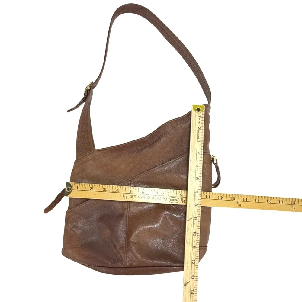 Sven Berkeley USA Leather Shoulder Bag Medium‎ Brown Asymmetrical Pockets Hobo